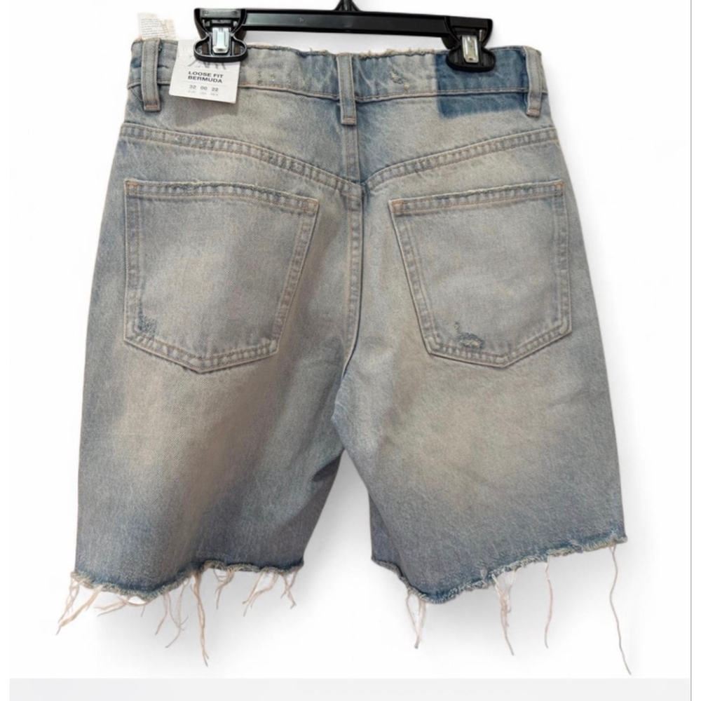 NWT Women's ZARA Light Blue Loose Fit Bermuda Shorts Size 00 - Picture 2 of 8